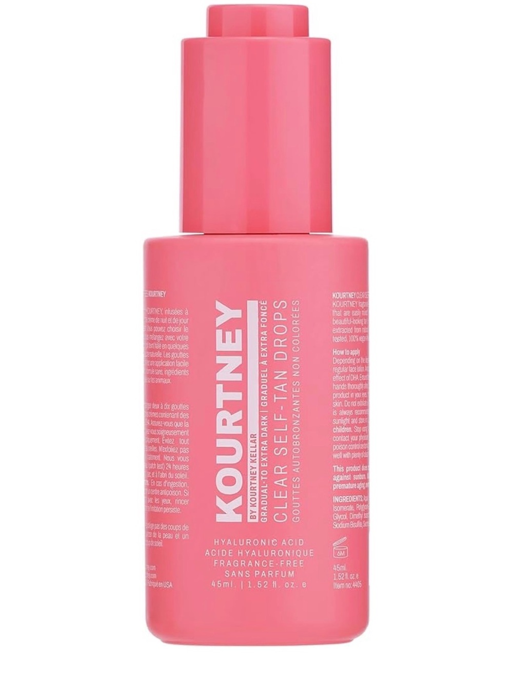 Kourtney Clear Self-Tan Drops, Vegan Cruelty-Free Fragrance-Free, 1.52 fl oz